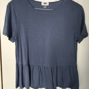 Slate blue SHORT SLEEVE PEPLUM TEE. Size M.